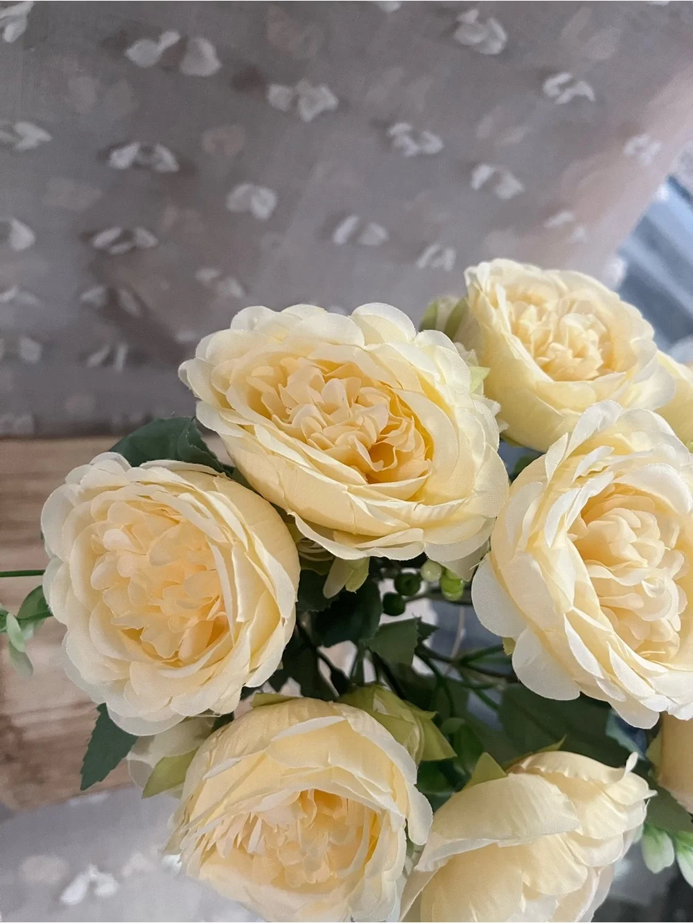 Neutral color cream/tan artificial flowers bouquet